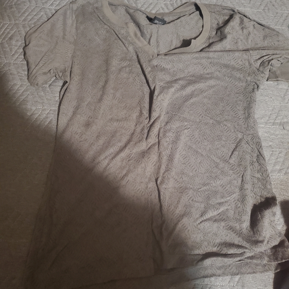 Grey 3/4 Sleeve V Neck Tee